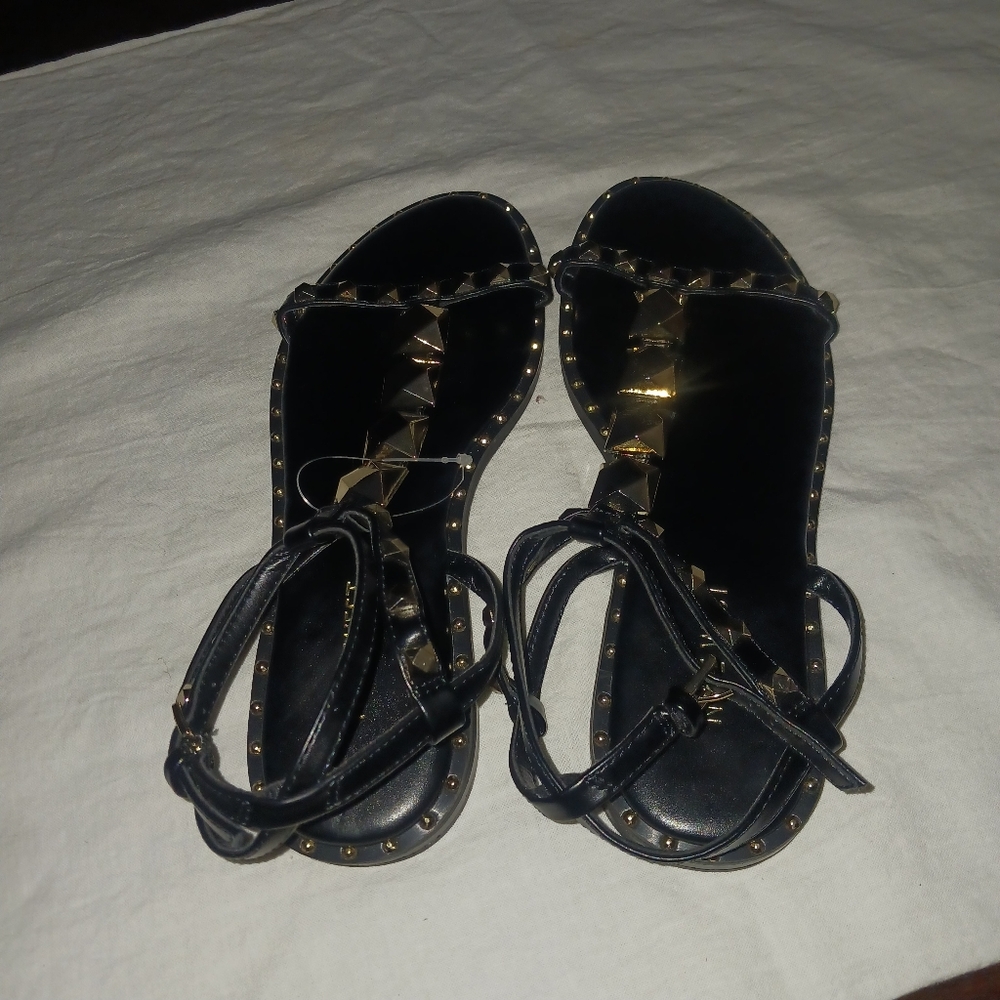 Nine West Black Sandals with Metallic Accents
